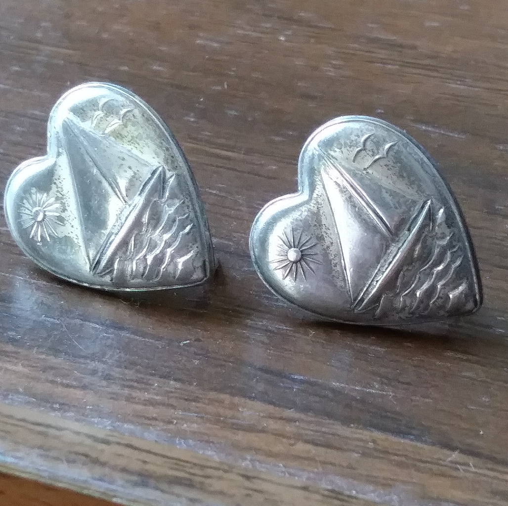 Vintage Uncas Sterling Sailboat/Heart Earrings